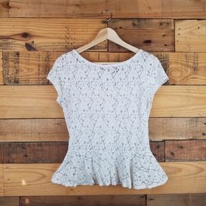 GAP Lace Peplum Top Zip Accent Back Medium